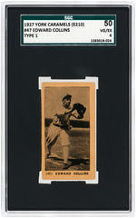 LOT OF TWO WALTER JOHNSON & EDWARD COLLINS 1927 YORK CARAMELS (E210) SGC GRADED.