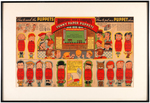 "MARSHALL FIELD & COMPANY FUNNY PAPER PUPPETS" FRAMED DISPLAY.