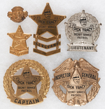 DICK TRACY SECRET SERVICE PATROL MEMBER FULL BADGE SET WITH RARE PATROL LEADER BADGE.