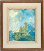 MAXFIELD PARRISH "AIR CASTLES" & "MORNING" FRAMED PRINT PAIR.