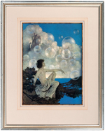 MAXFIELD PARRISH "AIR CASTLES" & "MORNING" FRAMED PRINT PAIR.