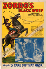 "ZORRO'S BLACK WHIP" MOVIE SERIAL POSTER.