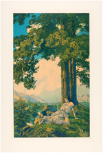 MAXFIELD PARRISH LARGE FORMAT "HILLTOP" PRINT.