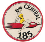 PHILADELPHIA AREA HIGH SCHOOL GRADUATION BUTTON WITH PIN-UP ON ROCKET SHIP.