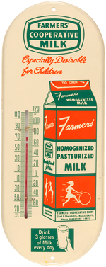 "FARMERS' COOPERATIVE MILK" DAIRY ADVERTISING THERMOMETER.