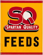 "SQ SPARTAN QUALITY FEEDS" TIN ADVERTISING SIGN.