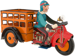 MARX "SPEED BOY 4 DELIVERY" WIND-UP MOTORCYCLE WITH ELECTRIC LIGHTS.