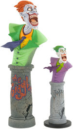 "THE GIGGLER'/"THE JOKER" STATUE BUST 2UP/1UP PROTOTYPE PAIR BY TIM BRUCKNER.