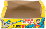 "JUSTICE LEAGUE OF AMERICA TATTOO GUM" FLEER DISPLAY BOX & INSERT.