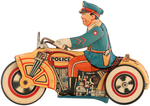 UNIQUE ART "POLICE" WIND-UP MOTORCYCLE.