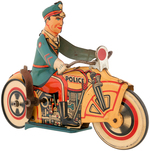 UNIQUE ART "POLICE" WIND-UP MOTORCYCLE.