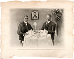 HISTORIC PRINT OF BOOKER T. WASHINGTON AND THEODORE ROOSEVELT DINING AT THE WHITE HOUSE.