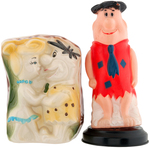 FLINTSTONES FIGURAL LAMP & CERAMIC BANK PAIR.