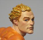 DC DYNAMICS STATUE AQUAMAN WAX HEAD MASTER SCULPT & RESIN SPOUT BASE W/STATUE & BOX BY TIM BRUCKNER.