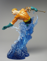 DC DYNAMICS STATUE AQUAMAN WAX HEAD MASTER SCULPT & RESIN SPOUT BASE W/STATUE & BOX BY TIM BRUCKNER.