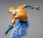 DC DYNAMICS STATUE AQUAMAN WAX HEAD MASTER SCULPT & RESIN SPOUT BASE W/STATUE & BOX BY TIM BRUCKNER.