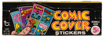 DC "COMIC COVER STICKERS" TOPPS GUM DISPLAY BOX & WRAPPER.