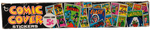 DC "COMIC COVER STICKERS" TOPPS GUM DISPLAY BOX & WRAPPER.