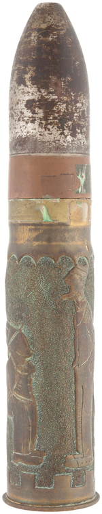 WORLD WAR I TRENCH ART SHELL FEATURING MUTT & JEFF - MAGGIE & JIGGS.