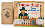 "HOPALONG CASSIDY JUNIOR CHOW SET" & "HOPALONG CASSIDY CRAYON AND STENCIL SET" BOXED PAIR.