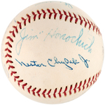 1960 WORLD SERIES UMPIRES SIGNED BASEBALL.