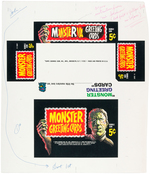 "MONSTER GREETING CARDS" TOPPS DISPLAY BOX UNCUT PROOF SHEET PAIR.