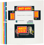 "MONSTER GREETING CARDS" TOPPS DISPLAY BOX UNCUT PROOF SHEET PAIR.