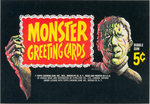 "MONSTER GREETING CARDS" TOPPS DISPLAY BOX UNCUT PROOF SHEET PAIR.