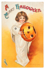 ELLEN CLAPSADDLE DIE-CUT MECHANICAL HALLOWEEN POSTCARD.