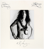 ALICE COOPER TRIPLE-SIGNED OVERSIZED PHOTO DISPLAY.