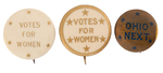 TRIO OF WOMEN'S SUFFRAGE BUTTONS WITH SIX STARS.