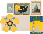 WOMEN'S SUFFRAGE ITEMS INCLUDING FOUR POSTER STAMPS, AND BOOK "YOUR VOTE AND YOU."