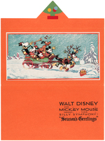 RARE WALT DISNEY STUDIO CHRISTMAS CARD FOR 1932.