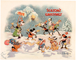 WALT DISNEY STUDIO CHRISTMAS CARD FOR 1934 WITH ENVELOPE.