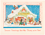 WALT DISNEY STUDIO CHRISTMAS CARD FOR 1935 WITH ENVELOPE.