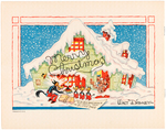 WALT DISNEY STUDIO CHRISTMAS CARD FOR 1935 WITH ENVELOPE.