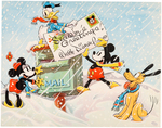 WALT DISNEY STUDIO CHRISTMAS CARD FOR 1936 WITH ENVELOPE.