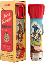 "LONE RANGER SIGNAL SIREN FLASHLIGHT" BOXED EXAMPLE WITH STORE DISPLAY.