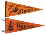 "BALTIMORE ORIOLES" FELT PENNANTS.