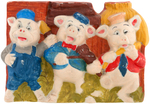 THREE LITTLE PIGS BISQUE TOOTHBRUSH HOLDER.