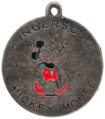 MICKEY MOUSE ENGLISH INGERSOLL WATCH FOB FROM THE EARLY 1930s.