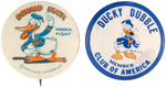 DONALD DUCK WANNA FIGHT AND DUCKY BUTTONS PLUS THREE BOTTLE CAPS.