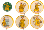 YELLOW KIDS #7,10,18,32,37 PLUS GILMORE & LEONARD "HOGAN'S ALLEY"  VAUDEVILLE  BUTTON.