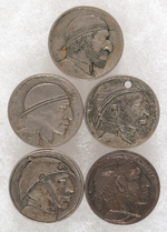 HOBO NICKELS GROUP OF FIVE EXAMPLES.