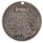 U.S.NAVY WASHINGTON TEMPERANCE SOCIETY 1842 SILVER MEDAL BY STIMPSON.