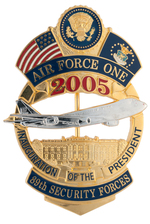 BUSH 2005 AIR FORCE ONE SERIALLY NUMBERED INAUGURAL BADGE.