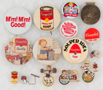 GRACE DRAYTON/ CAMPBELL KIDS NINE VINTAGE AND 16 MODERN BUTTONS, MIRRORS, ENAMEL PINS/CHARMS.