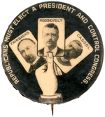 ROOSEVELT/FAIRBANKS AND CASSEL PENNSYLVANIA COATTAIL TRIGATE HAND OF CARDS BUTTON.