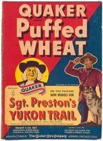 "SGT. PRESTON'S YUKON TRAIL" QUAKER PUFFED RICE CEREAL BOX.