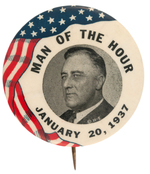 ROOSEVELT "MAN OF THE HOUR" SCARCE 1937 INAUGURAL PORTRAIT BUTTON.